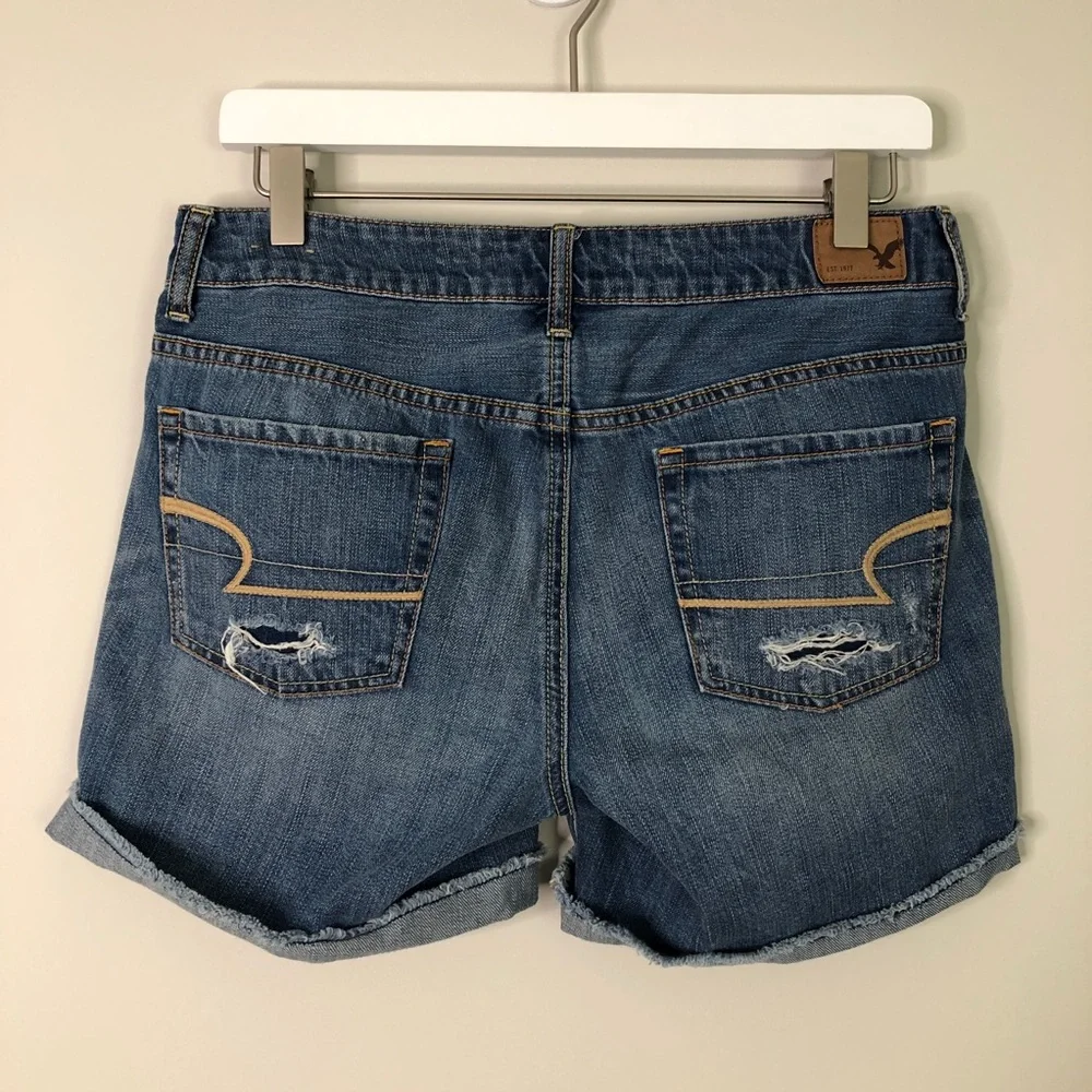 American Eagle Rollover Distressed Denim Shorts